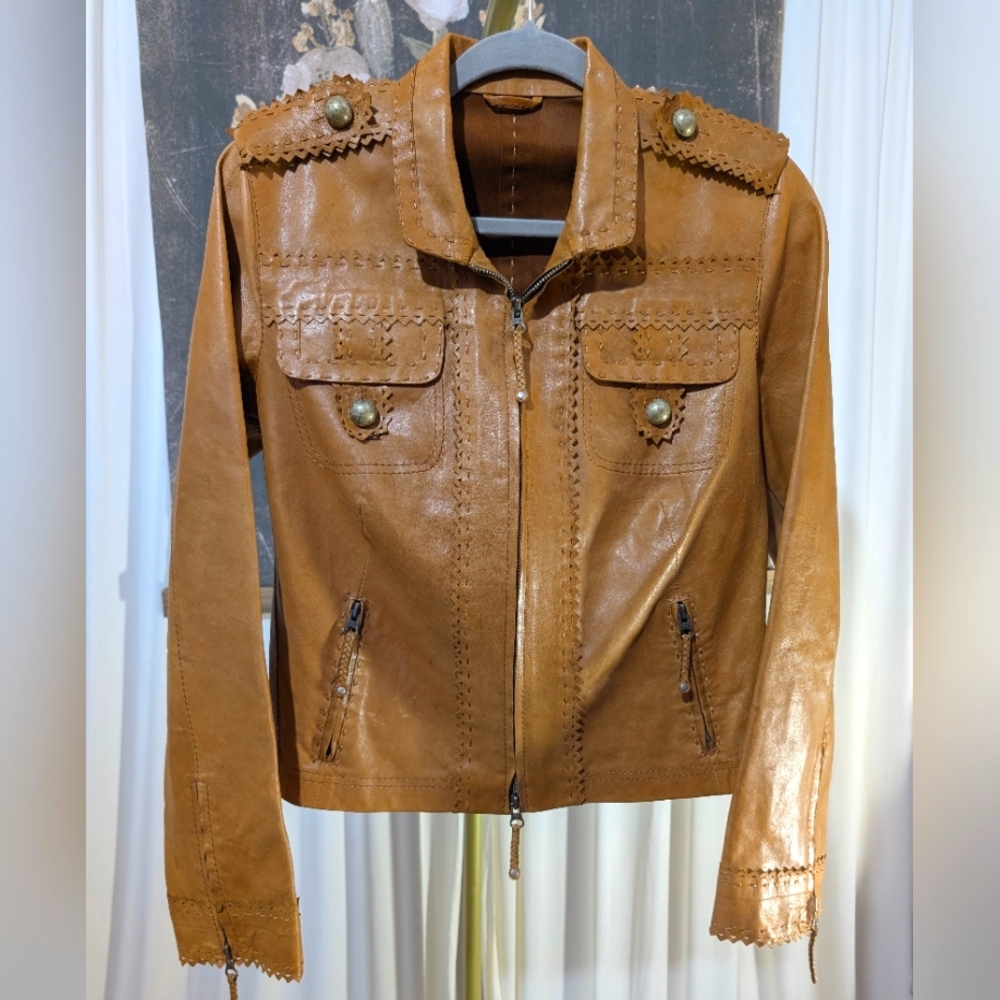 VERAPELLE italian leather Jacket Size IT 44 US 8 - Picture 3 of 13